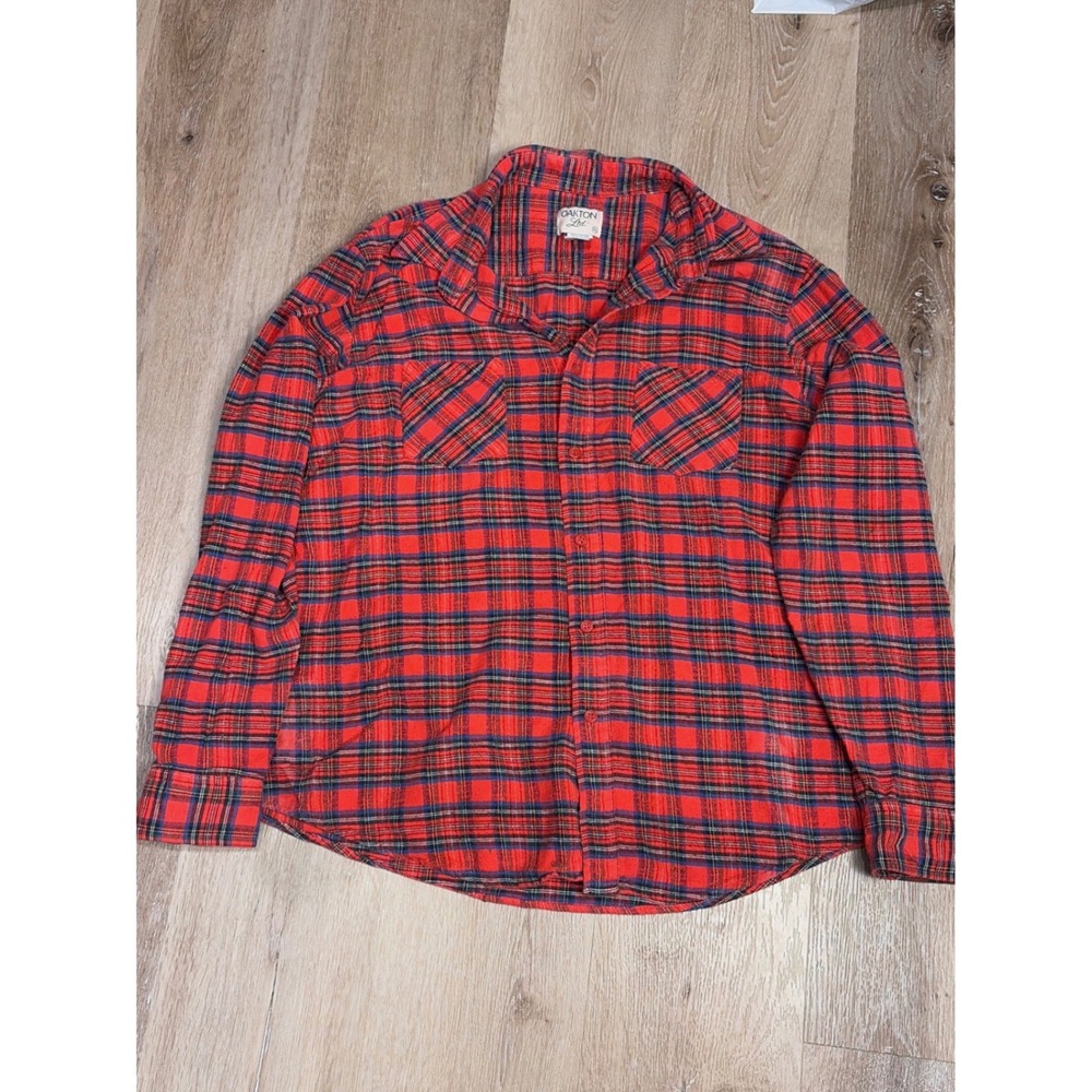 Vintage Oakton Ltd Red Plaid Flannel Button Down Shirt XL Cotton Yugoslavia